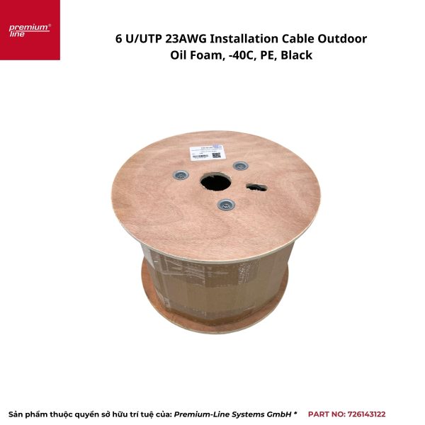 6 U/UTP 23AWG Cable Outdoor Oil Foam, -40C, PE, Black