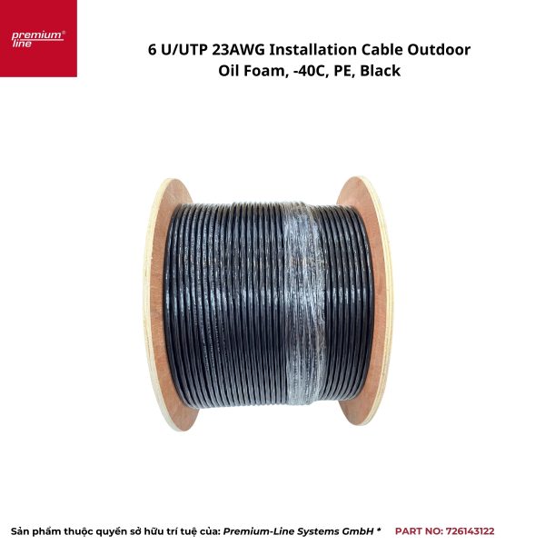 6 U/UTP 23AWG Cable Outdoor Oil Foam, -40C, PE, Black